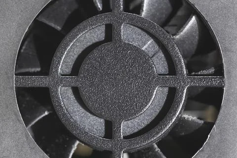 Close up of computer fan on a black background Stock Photos