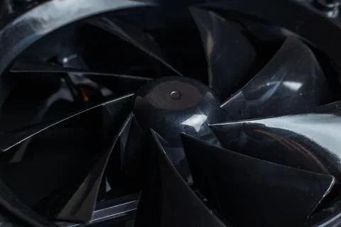 Close up of computer fan on a black background 스톡 사진