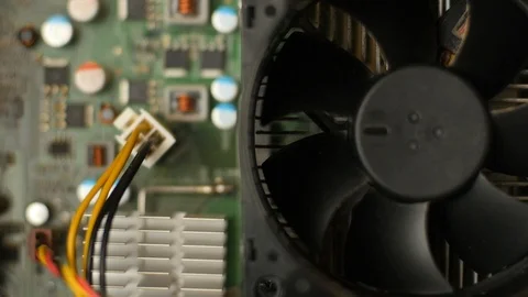 Close up of a computer fan during start up and shut down Vídeos de archivo 89216846