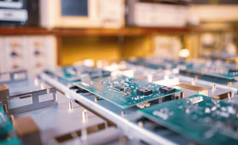 Close-up computer green microcircuits Stock Photos