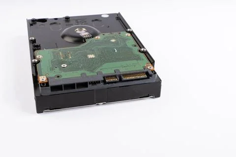 Close-up of a Computer Hard Drive's Circuit Board and Connectors Stock Photos