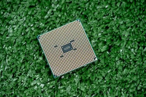 Close up of computer hardware on artificial grass Stock Photos