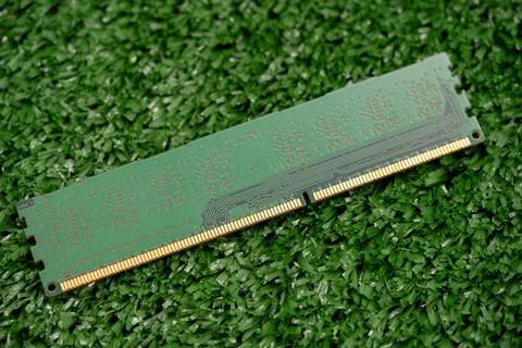 Close up of computer hardware on artificial grass Stock Photos