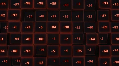 Close up of a computer keyboard with red backlit keys and digital data overlays Stock Footage 344776044