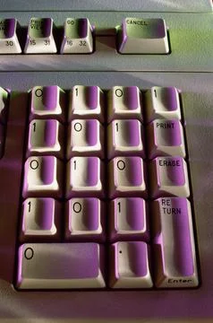 Close up of computer keys with the binary code 写真素材