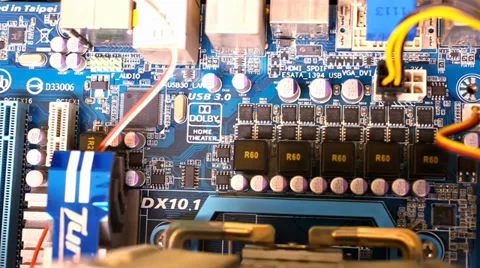 Close up of computer main board. Macro video shift motion Stock Footage 39782279