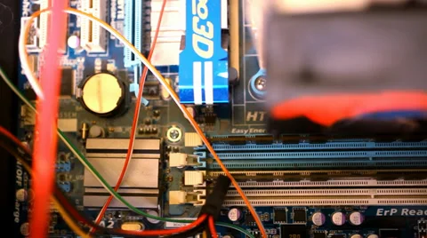 Close up of computer main board. Macro video shift motion Stock Footage 39783030