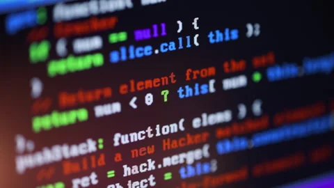 Close up of computer monitor screen with programming code, hacker background Stock Footage 318068388