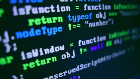 Close up of computer monitor screen with programming code, hacker background Stock Footage 318967637