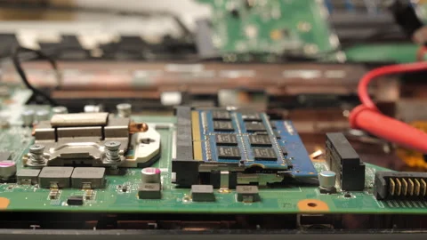 Close-up of Computer Motherboard and Components Stock Footage 311570215