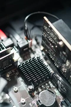 Close-up of Computer Motherboard Components Stock Photos