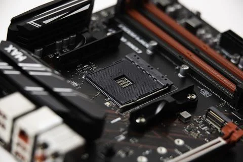 Close up of a computer motherboard Stock Photos