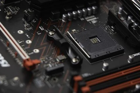 Close up of a computer motherboard Stock Photos