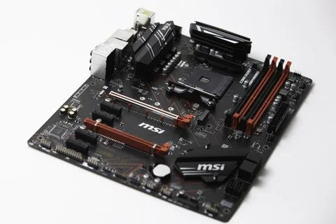 Close up of a computer motherboard Stock Photos