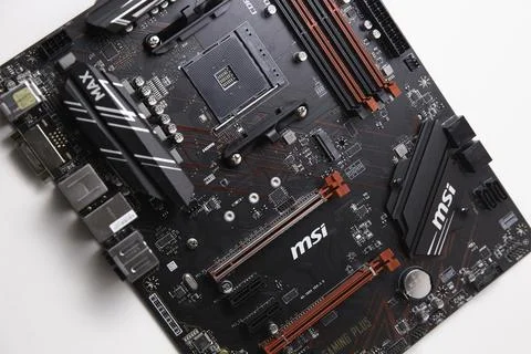 Close up of a computer motherboard Stock-Fotos