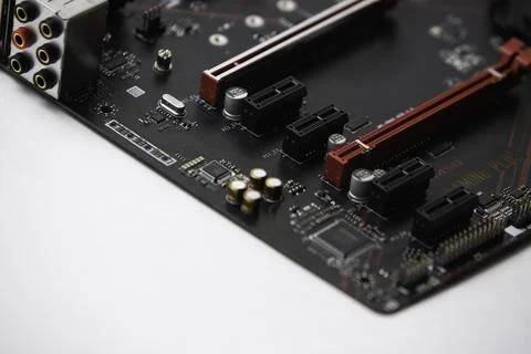 Close up of a computer motherboard Stock Photos