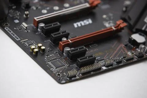 Close up of a computer motherboard Stock Photos