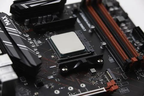 Close up of a computer motherboard 스톡 사진