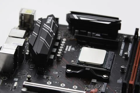 Close up of a computer motherboard Stock Photos