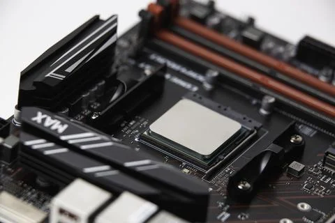 Close up of a computer motherboard Stock-Fotos
