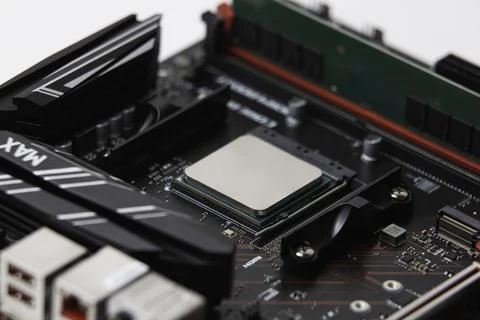 Close up of a computer motherboard Foto stock
