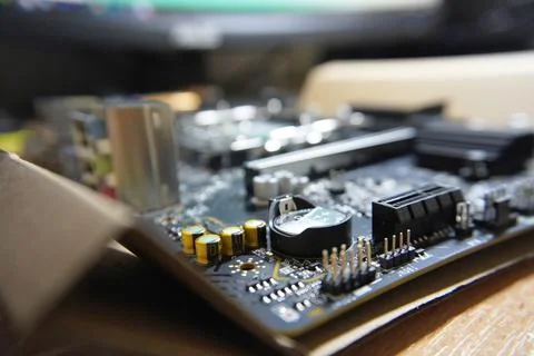 Close-up of computer motherboard. Stock Photos