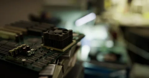 Close up of a computer motherboard showcasing intricate electronic components Stock Footage 318600907