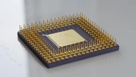 Close up of a computer old chip  Stock Footage 279888039