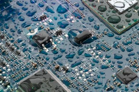 Close up computer part, the electrical circuit motherboard Stock Photos