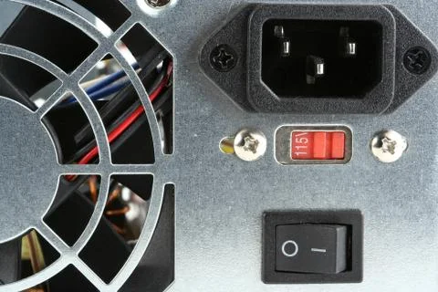 Close up of a computer power supply Stock Photos