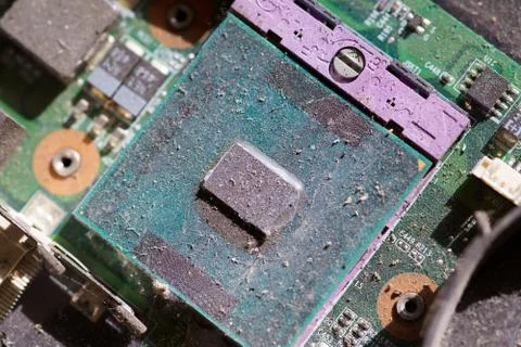 Close-up computer Processer Electronic Chipset on Motherboard is covered with Stock Photos