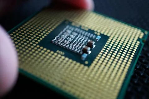 Close up computer processor back side 스톡 사진