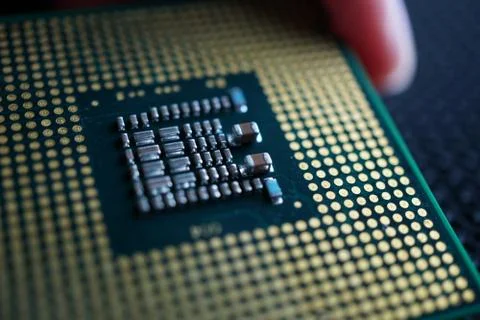 Close up computer processor back side 写真素材