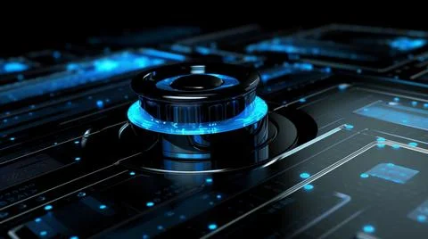 A close up of a computer processor on a black surface 写真素材