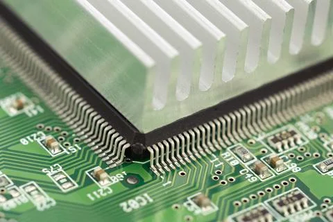Close-up of Computer Processor with Heatsink 스톡 사진