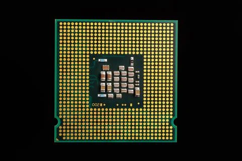 Close-Up of a Computer Processor Isolated on a Black Background 写真素材