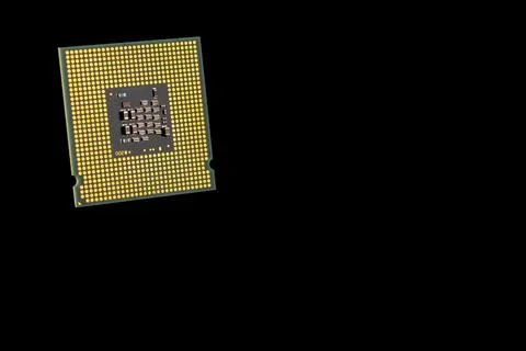 Close-Up of a Computer Processor Isolated on a Black Background 写真素材