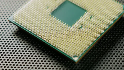 Close-up of a computer processor macro studio shot. 스톡 동영상 143342277