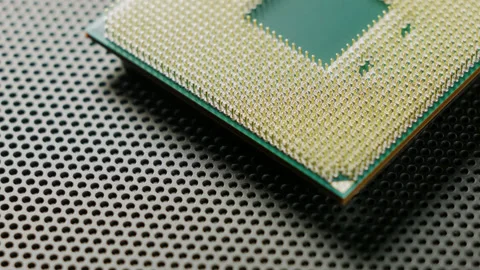 Close-up of a computer processor macro studio shot. 스톡 동영상 143343354