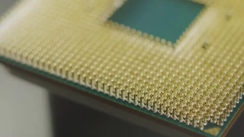 Close-up of a computer processor macro studio shot. 스톡 동영상 143345944
