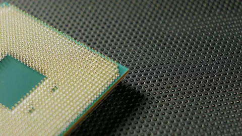 Close-up of a computer processor macro studio shot. 스톡 동영상 143346089