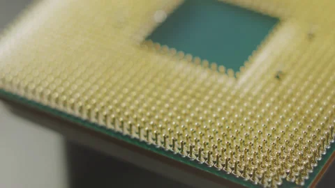 Close-up of a computer processor macro studio shot. 스톡 동영상 143348749