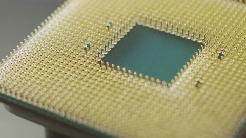 Close-up of a computer processor macro studio shot. 스톡 동영상 143349355