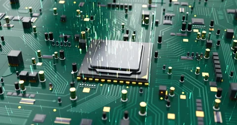 Close Up Computer Processor On Modern Motherboard. Processing AI Data. Stock Footage 264601851