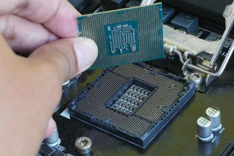 Close-up of a computer processor. 스톡 사진