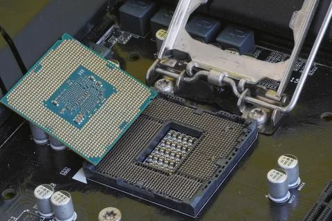 Close-up of a computer processor. 스톡 사진