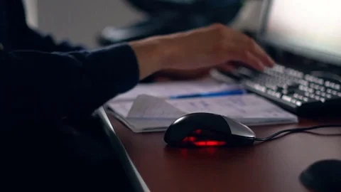 Close up of computer programmer at work in slow motion Stock Footage
