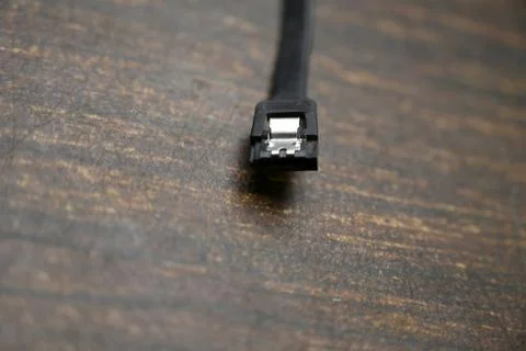 Close Up Of Computer Sata Hard Disk Cable Head Or Socket 스톡 사진