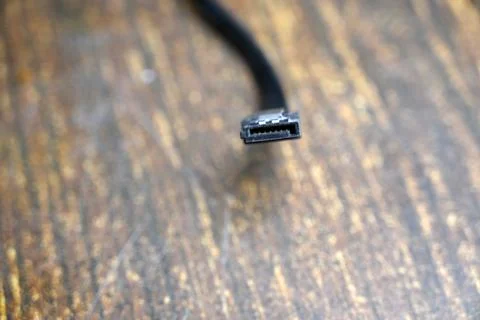 Close Up Of Computer Sata Hard Disk Cable Head Or Socket Foto stock