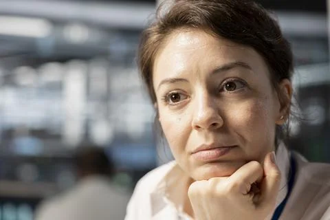 Close up of computer scientist in data center working Stock Photos